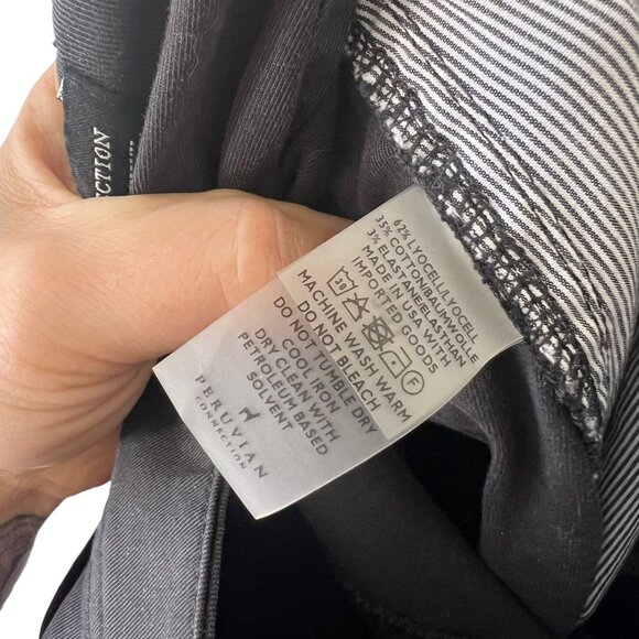 Peruvian Connection Black Lyocell Blend Straight Leg High Rise Ankle Pants 10 - Picture 6 of 11